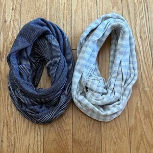 American Eagle Outfitters Striped Infinity Scarves - Dark Blue and Light Gray